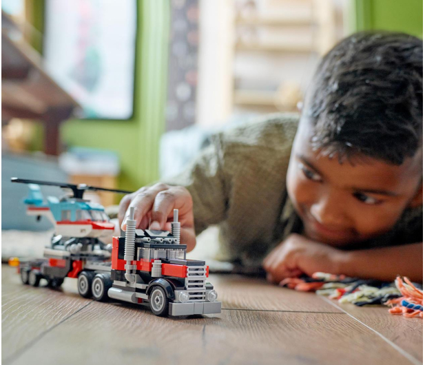 LEGO Creator 3 w 1 Ciężarówka z platformą i helikopterem 31146 - 1202658 - zdjęcie 6